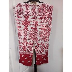 Banana Republic red and white block print wide-leg pants featuring a mix Sku0087